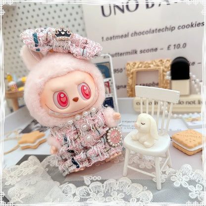 17cm Labubu Doll Accessories - Luxury Sweet Woolen Suit, Crossbody Bag & Princess Shoes Set