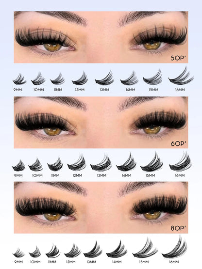 GROINNEYA Eyelash Clusters Kit – Large Capacity Wispy Individual Lashes for Natural DIY Extensions, Beginner-Friendly