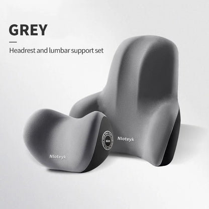 Memory Foam Car Neck & Lumbar Support Cushion – Universal Car Seat Pillow for Neck and Waist Comfort