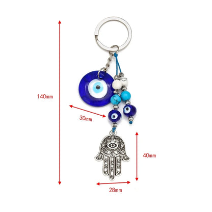 Lucky Eye Fatima Hand Keychain – Alloy Tree of Life Elephant Owl Blue Turkish Evil Eye Car Keyring Jewelry for Men & Women Gift