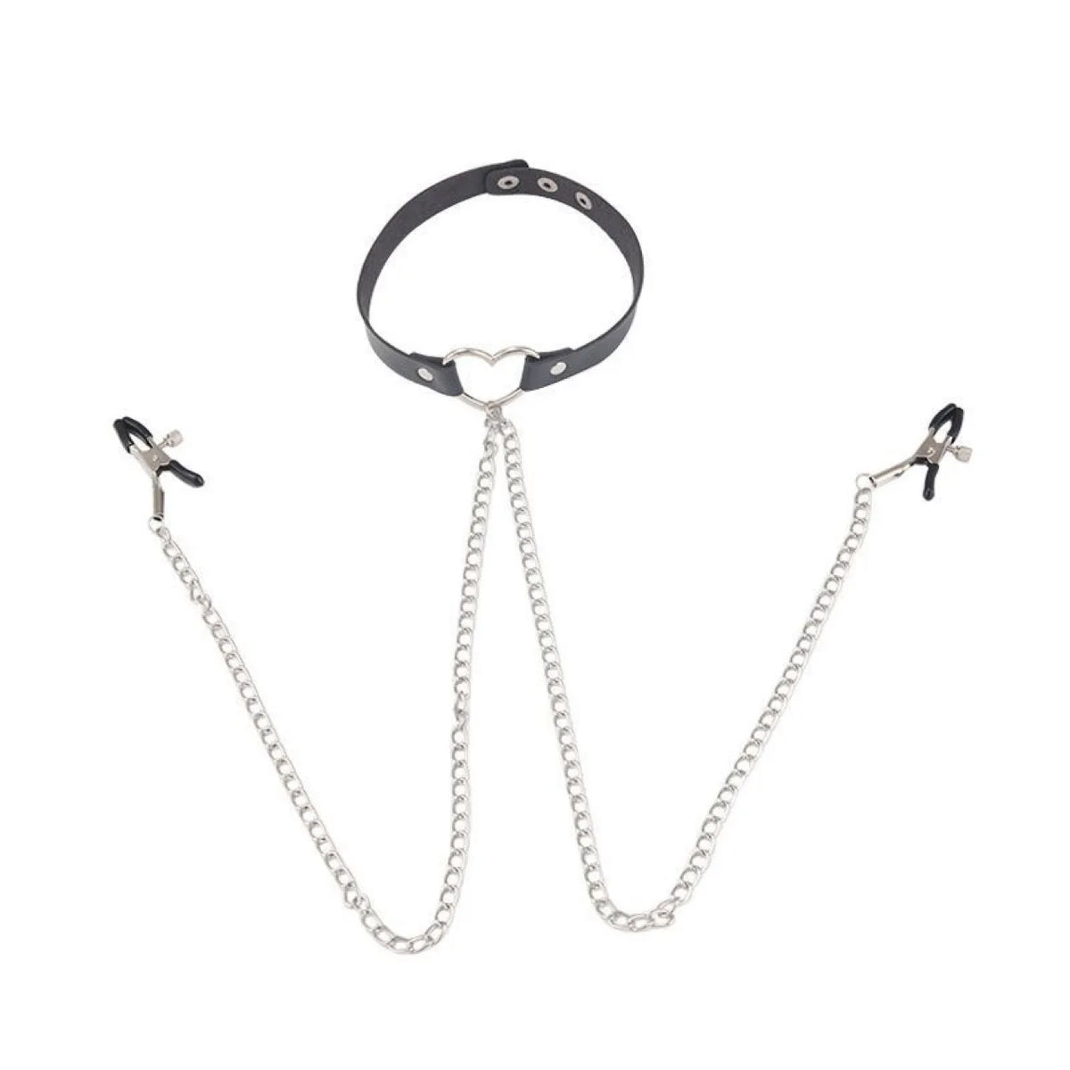 Adjustable Nipple Clamp and Collar Leash Set - BDSM Bondage Chain Accessories with Punk-Inspired Jewelry Design