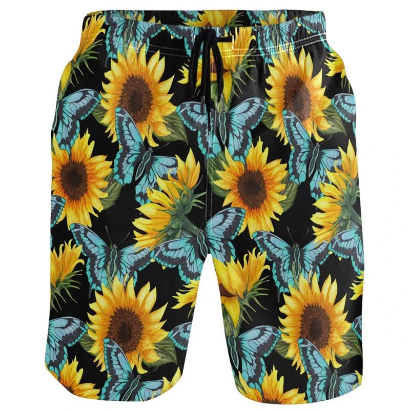 Funny Duck Graphic Men’s Beach Shorts – 3D Animal Print Board Shorts for Swim, Gym & Sports