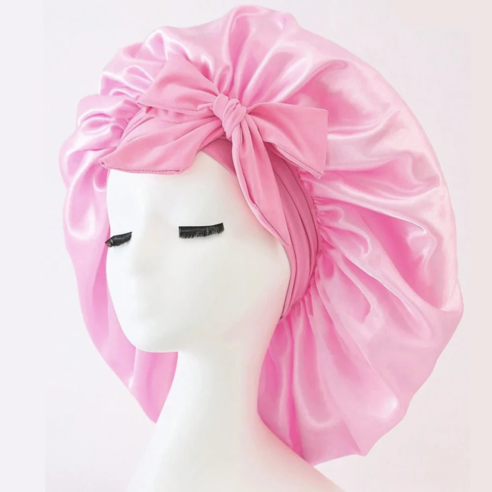 Satin Silk Bonnet – Adjustable Sleeping Hair Bonnet with Tie Band for Women & Men