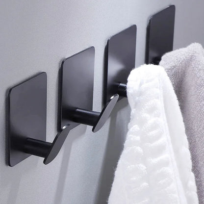 Bathroom Adhesive Wall Hooks - Stainless Steel Multi-Purpose Towel Rack Hooks for Kitchen & Home Storage
