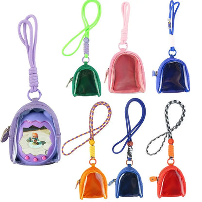 Tamagotchi Paradise Transparent Storage Bag - Portable Mini Display Case, Keychain Charm Organizer and Backpack Accessory