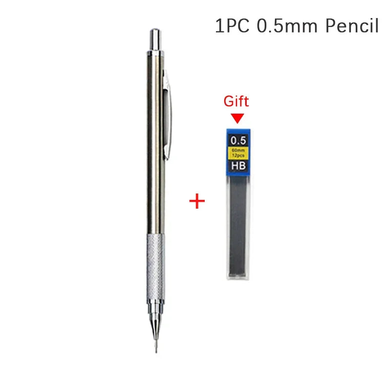 Full Metal Mechanical Pencil Set — 0.3–2.0mm Automatic Pencils for Art, Drawing & School