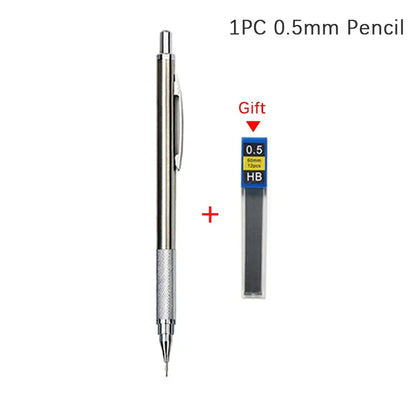 Full Metal Mechanical Pencil Set — 0.3–2.0mm Automatic Pencils for Art, Drawing & School