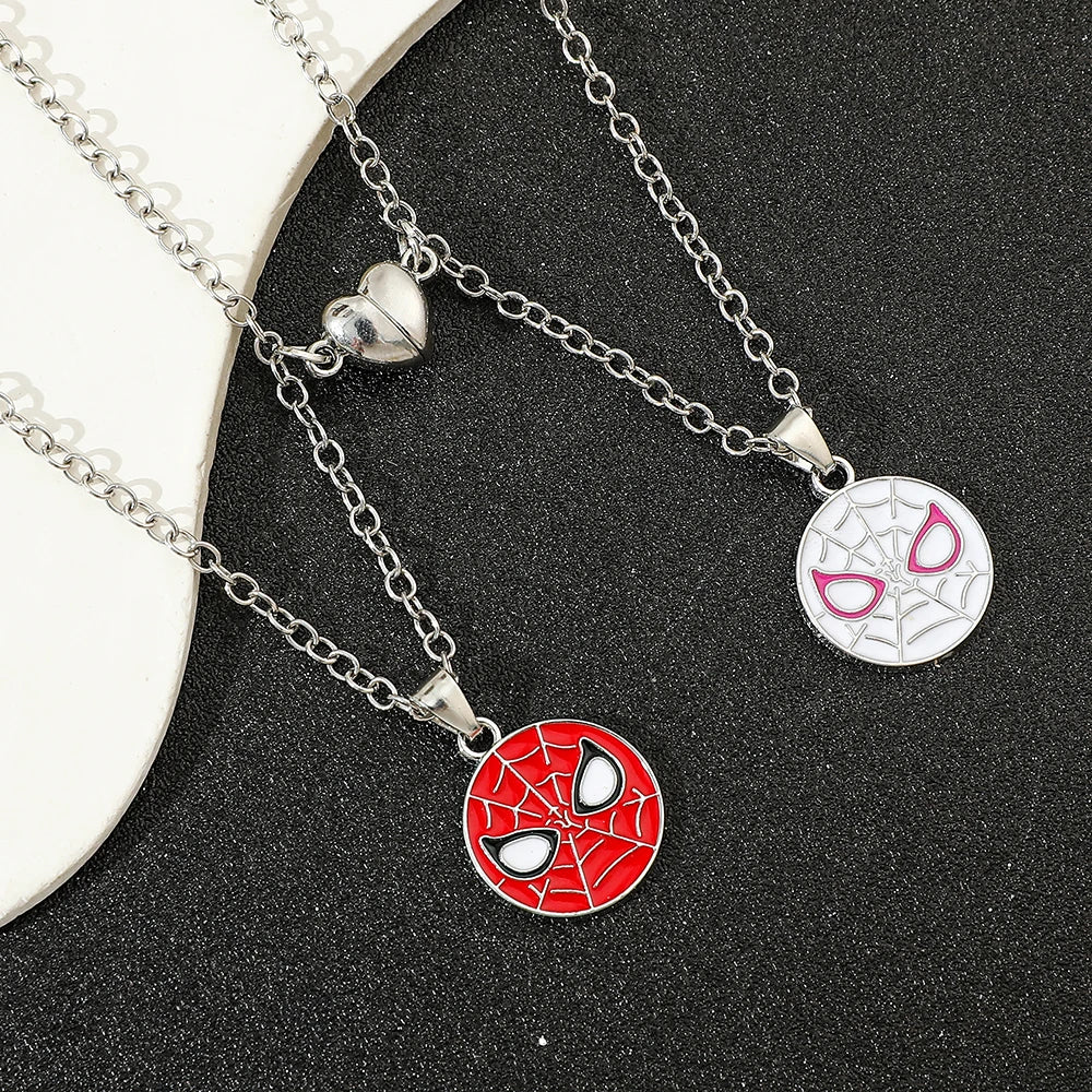Spiderman Superhero Necklace Set - 2PCS Avengers Pendant Jewelry Gift for Couples & Valentine’s Day