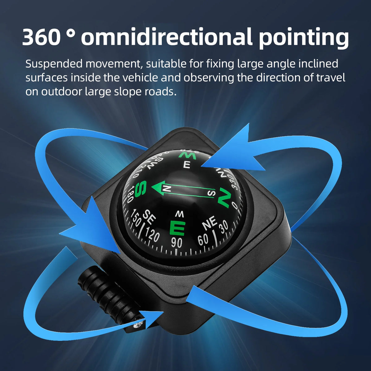 Adjustable Dashboard Car Compass - Ball-Shaped Navigation Guide for Cars, Boats, Cycling & Hiking