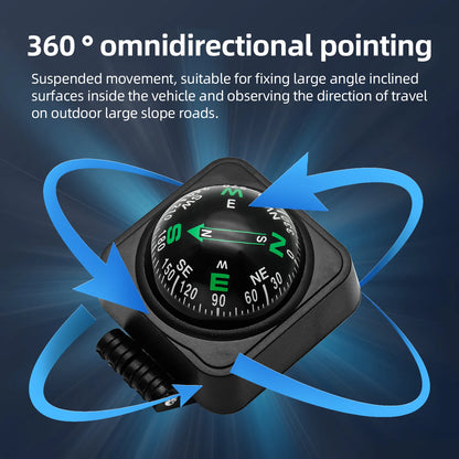 Adjustable Dashboard Car Compass - Ball-Shaped Navigation Guide for Cars, Boats, Cycling & Hiking