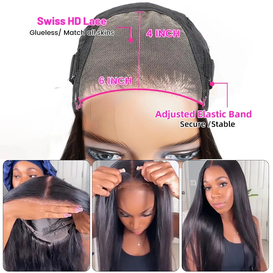 10A Human Hair Glueless Wig – Ready-to-Wear 6x4 HD Transparent Lace, Pre-Cut Bleached Knots, Kinky Curly Style