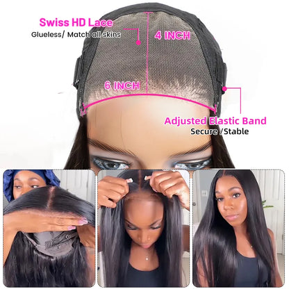 10A Human Hair Glueless Wig – Ready-to-Wear 6x4 HD Transparent Lace, Pre-Cut Bleached Knots, Kinky Curly Style