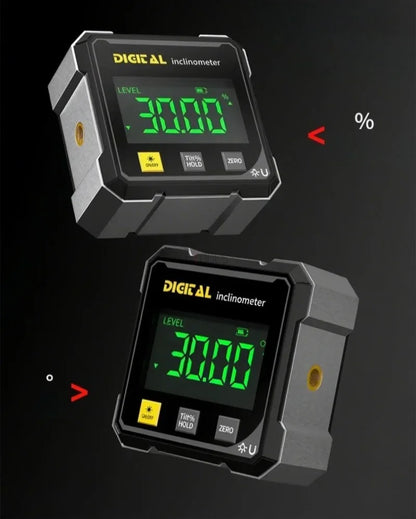 Pocket Digital Level Protractor — Professional 360° Magnetic Inclinometer with Digital Display & Laser Angle Gauge