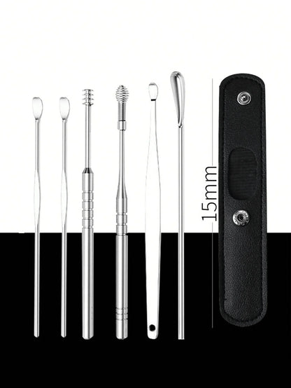 Stainless Steel Ear Cleaning Tool Kit – Ear Pick & Earwax Remover with Storage Bag