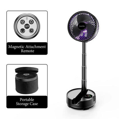Socool 20000mAh Portable Folding Fan - Rechargeable 8-Speed Oscillating Floor & Desk Fan with Remote Control