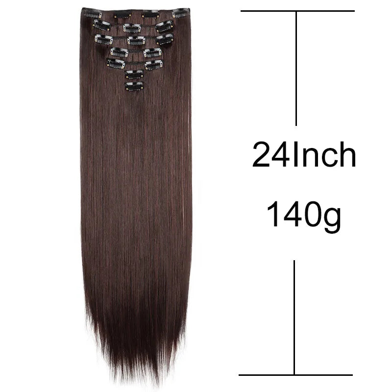 WIGSIN 24-Inch Straight Hair Extensions - 7-Piece Clip-In Synthetic Hair Set for Women