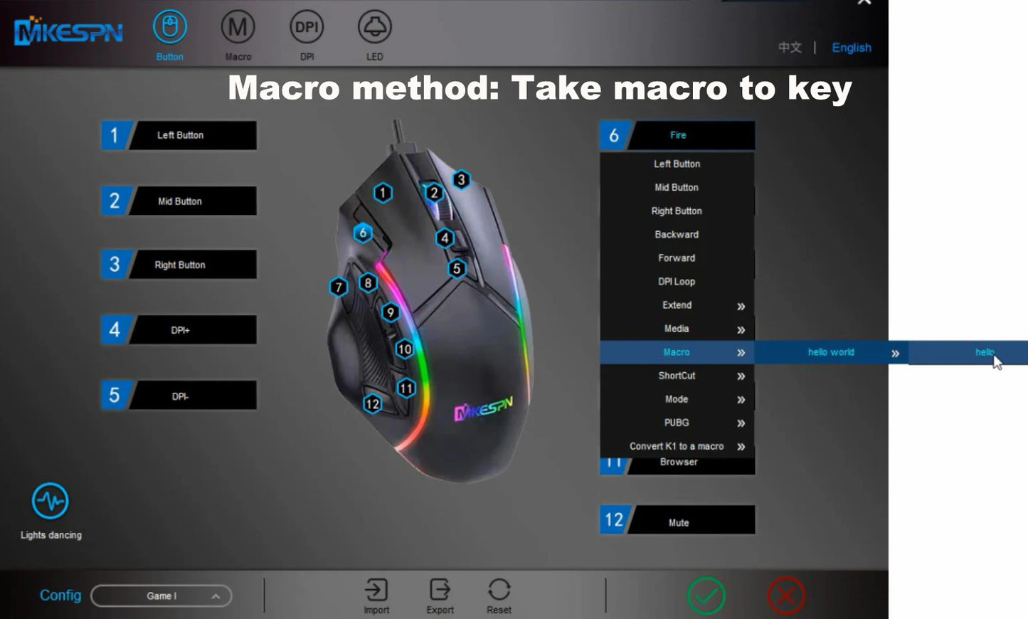 12800DPI RGB Gaming Mouse – Free Weight Macro with 12 Programmable Keys, 6-Level RGB Light for PC, Mac, PUBG, Laptop