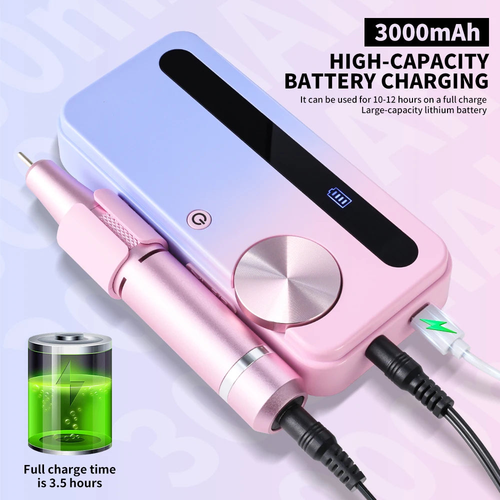 35000RPM Electric Nail Drill – Professional Rechargeable Nail File for Gel Nails, Portable Manicure Tool