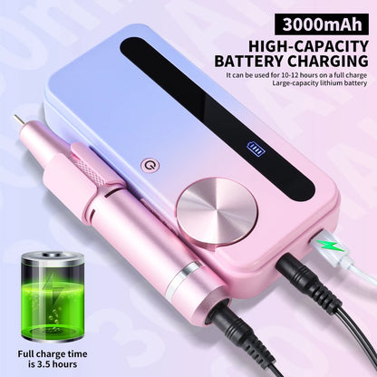 35000RPM Electric Nail Drill – Professional Rechargeable Nail File for Gel Nails, Portable Manicure Tool