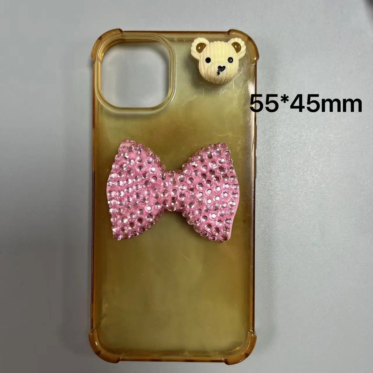2Pcs Metal Full Diamond Bow Heart Mirror Handbag & Parfum Bottle Phone Case Decoration – Flat Back DIY Craft Accessories