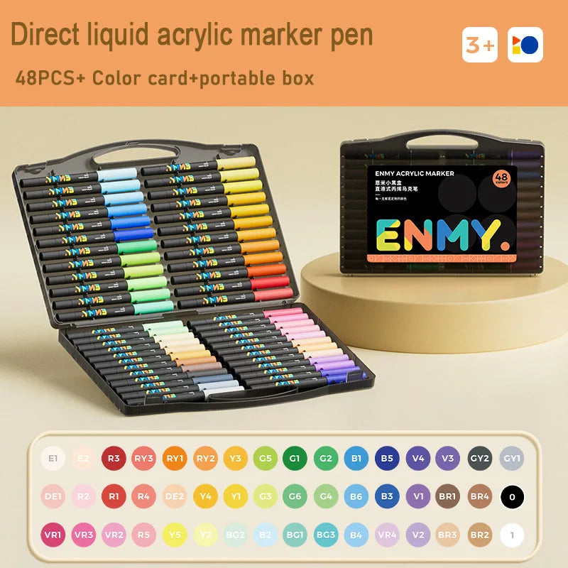 ENMY Acrylic Paint Marker Pens – Soft Tip, Direct Liquid Graffiti, Quick-Dry Pigments for Felt & Art Supplies