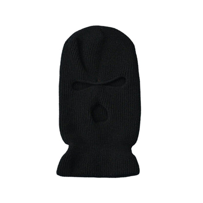 Motorcycle Windproof Full Face Knit Hat - Custom Ski Mask for Men, Warm Wool Balaclava with 3 Holes, Embroidered Winter Ski Mask