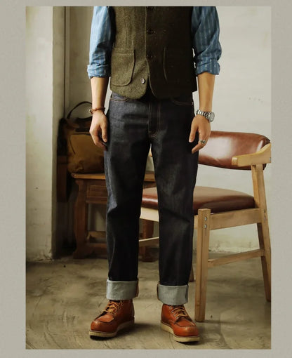 Red Tornado 55501 Men’s Jeans – Relaxed Straight Fit Raw Selvedge Denim Amekaji Style Pants