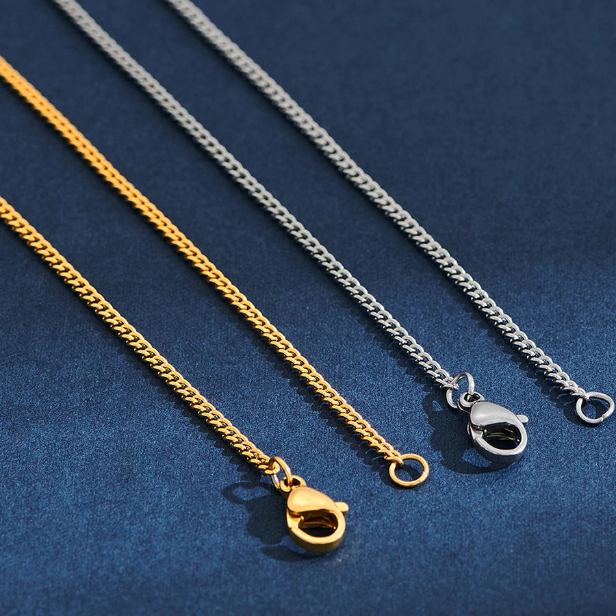 2mm Stainless Steel Link Chain Necklace for Men & Women – Silver & Gold Colors, 14"–30" Adjustable Length