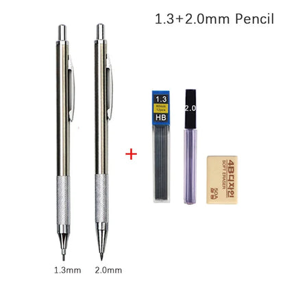Full Metal Mechanical Pencil Set — 0.3–2.0mm Automatic Pencils for Art, Drawing & School