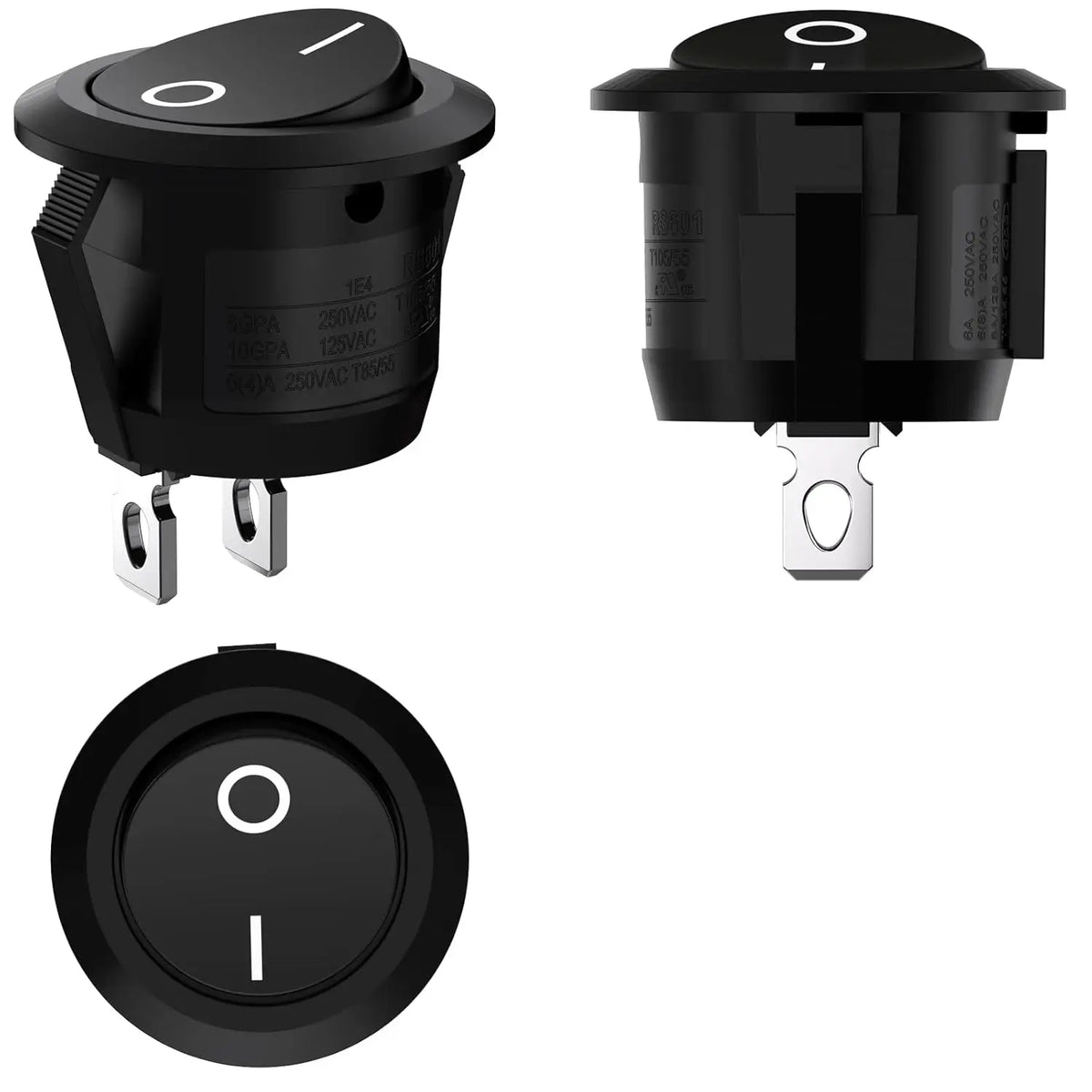 Mini Round Rocker Switches - 2-Pin On/Off 3A 250V 6A 125V Switches for RV, Car, Truck and Boat, 10/20PCS