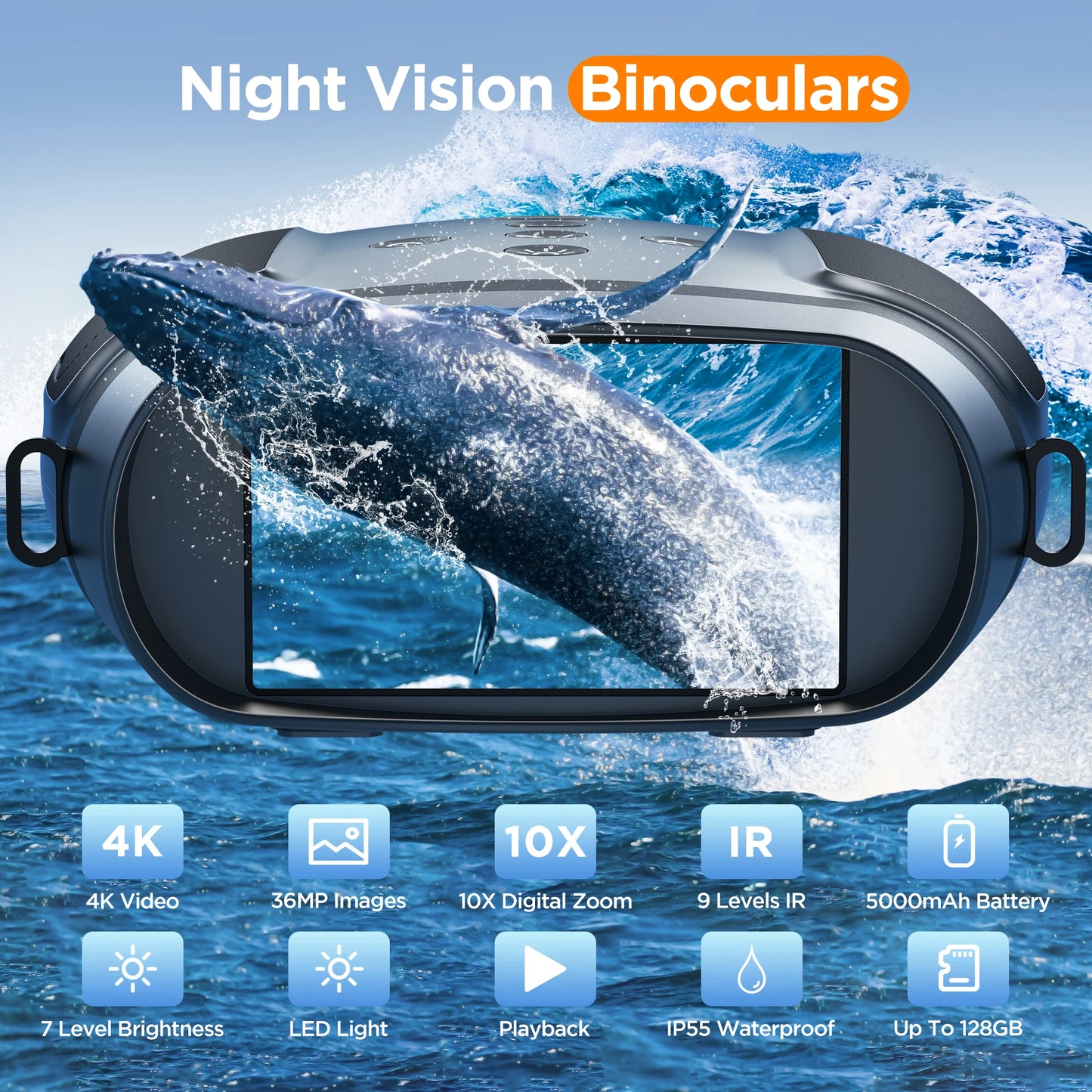 10X Digital Night Vision Binoculars | 9-Level Infrared, 600M Visibility in Darkness with 5000mAh Rechargeable Battery