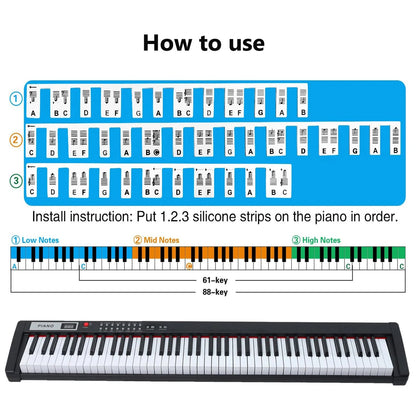 Miwayer Piano Keyboard Stickers - Removable 61/88 Key Note Labels Guide for Beginner Piano Learning