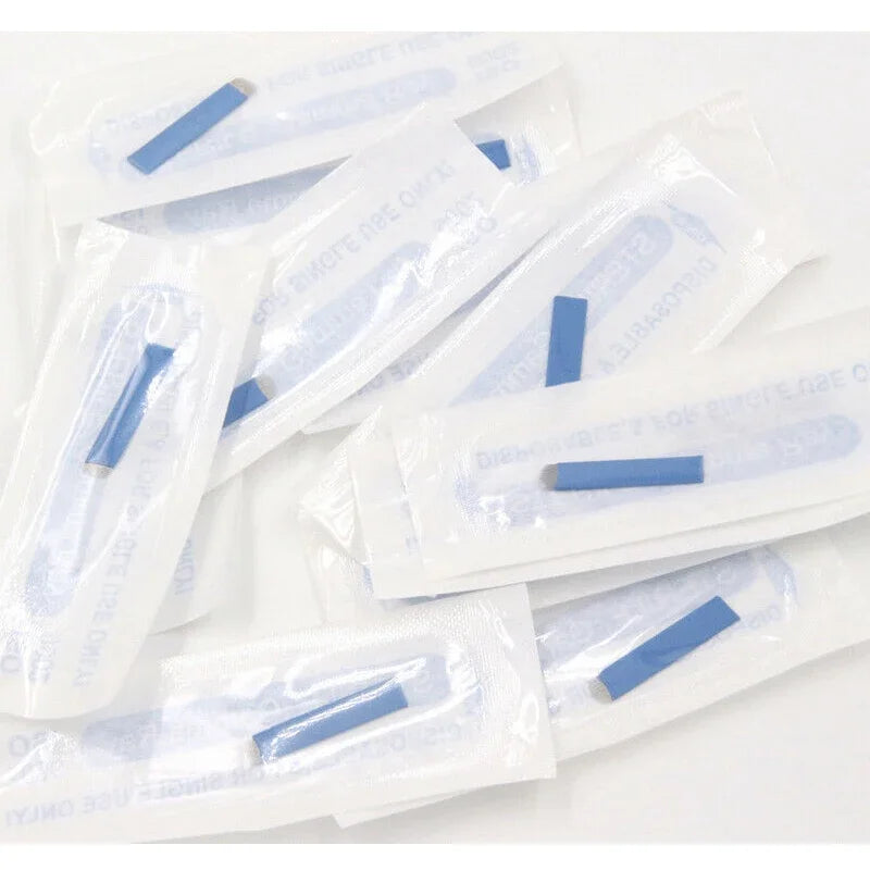 50pcs Microblading Tebori Blades 0.18mm — Manual Tattoo Needles for Permanent Makeup Eyebrows (7/9/12/14/17/21)
