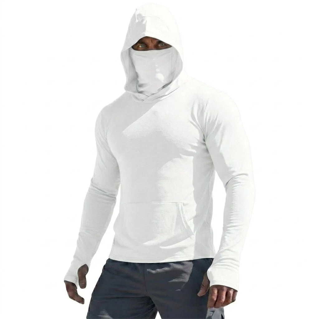 Men’s UPF50+ Sun Protection Long Sleeve Quick Dry Hoodie – Lightweight Fishing & Running Performance Shirt