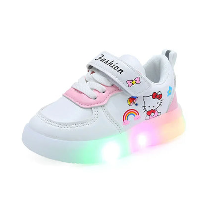 Sanrio LED Hello Kitty Shoes for Girls – Cute Cartoon Kawaii Summer Sneakers with Soft Bottom