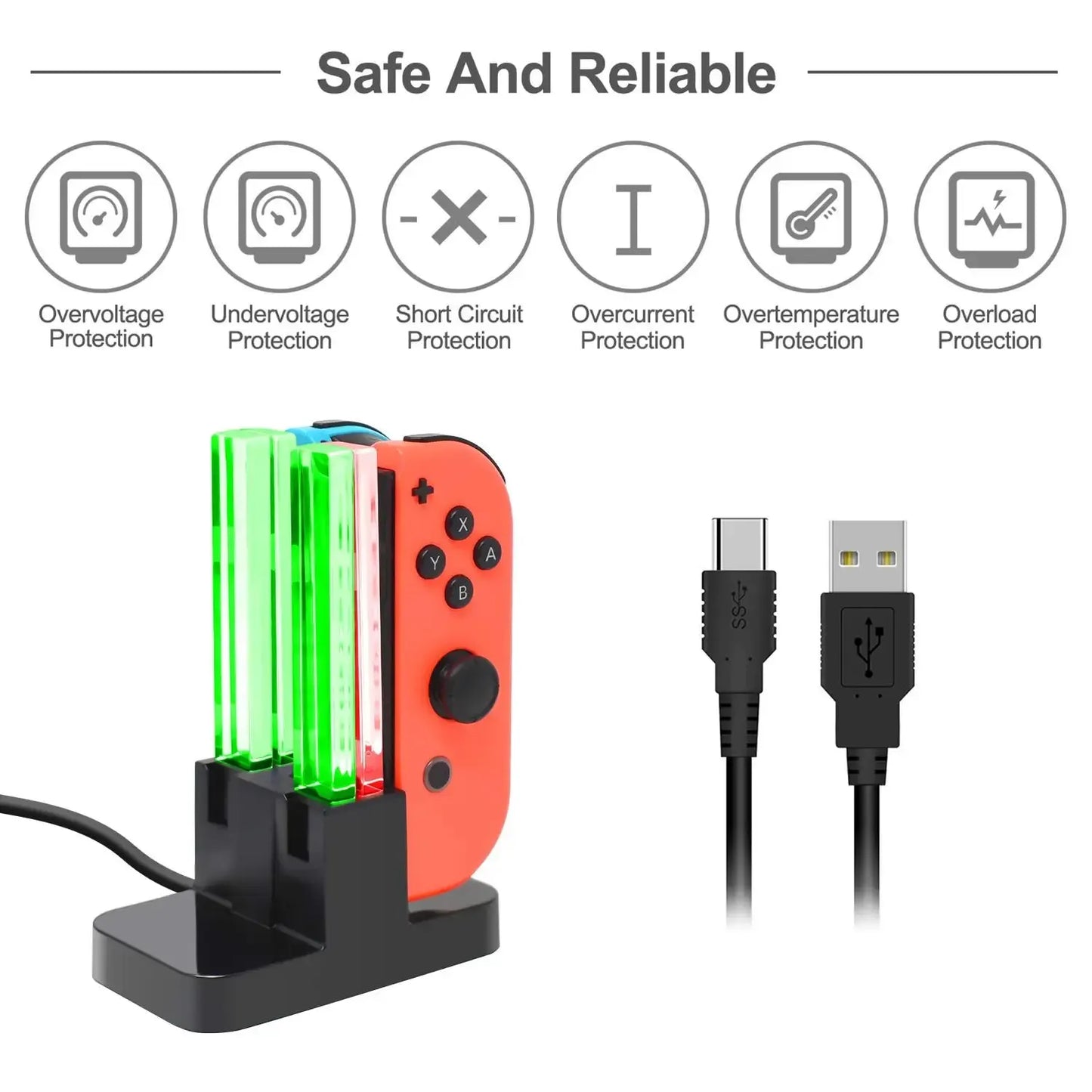 DOBE Charging Dock for Switch Joy-Con & OLED Model Controllers, with Lamppost LED Indication, Model TNS-875