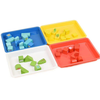Plastic Square Serving Tray – Strong Color Cutlery & Flat Tray Organizer for Coffee, Tea, and Kitchen Use
