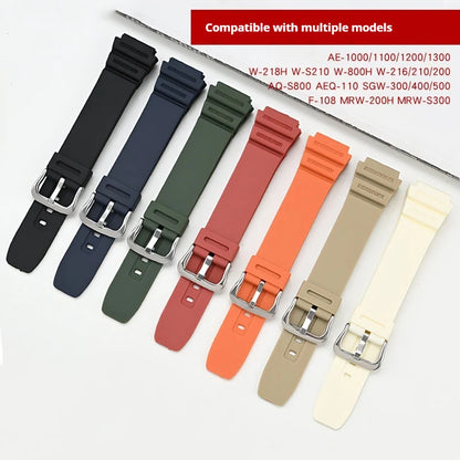 18mm Rubber Watch Strap for Casio G-Shock AQ-S810W, AE-1200, W-216H, W-735H, SGW-400 & MRW-200H - Universal Resin Replacement Watchband