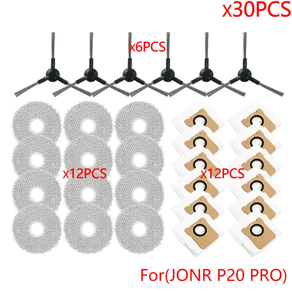 JONR P20 PRO Robot Vacuum Accessories – Replacement Side Brush, Mop Cloth & Dust Bag Cleaning Parts