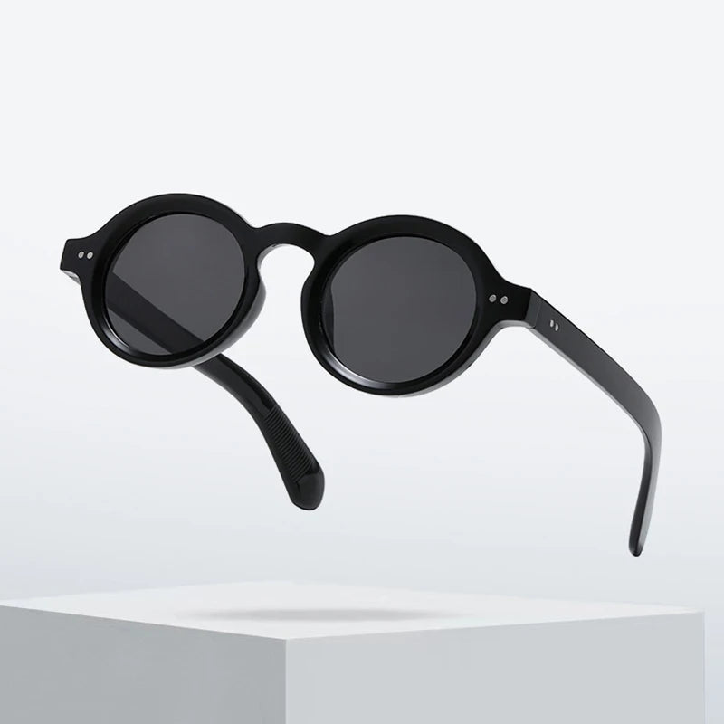 SO&EI Retro Polarized Sunglasses - Round Fashion Shades with Rivet Decor, UV400 Protection & Leopard Punk Style for Women & Men
