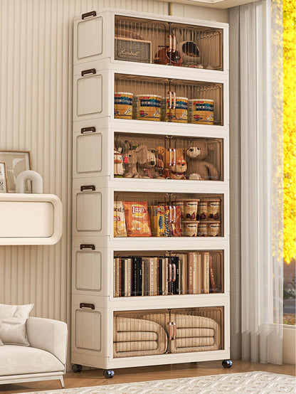 Installation-Free Foldable Storage Cabinet – Plastic Organizer for Kids’ Clothes & Snacks