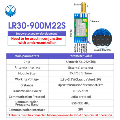 SX1262 LoRa Wireless Module - DX-LR30 22dBm Long-Range RF Module 433/475/868/915MHz