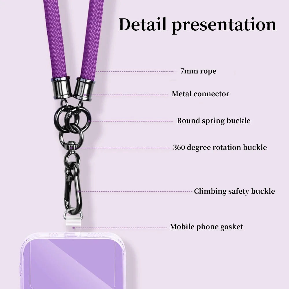 Adjustable Black & White Crossbody Phone Lanyard – Universal Multi-Functional Card Holder Strap