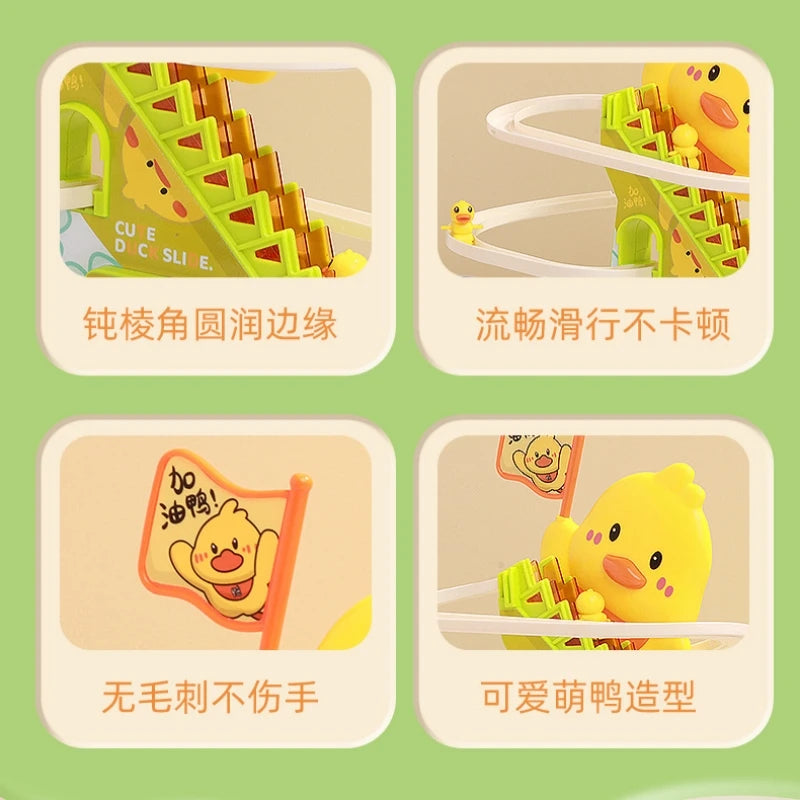 Stair-Climbing Duck Roller Coaster Toy – Flashing Lights & Music Interactive Parent-Child Toy