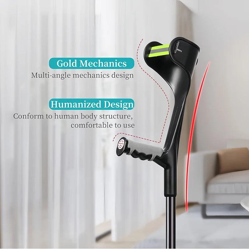 Lightweight Adjustable Aluminum Forearm Crutches for Adults — Foldable Elbow Crutch with Cuff for Walking
