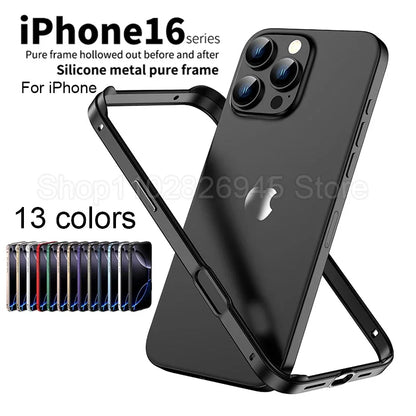 Hybrid Silicone & Aluminum Metal Phone Case – Heat-Resistant Bumper for iPhone 11 to 17 Pro Max