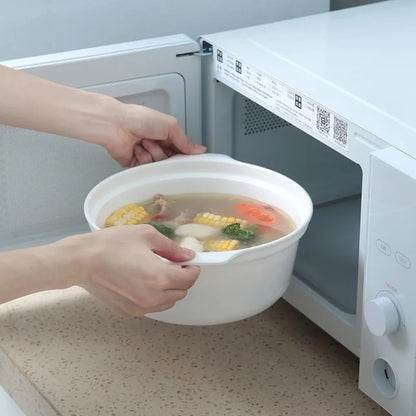 Microwave Oven Soup & Rice Steamer – Eco-Friendly Food Grade Heated Pot with Lid