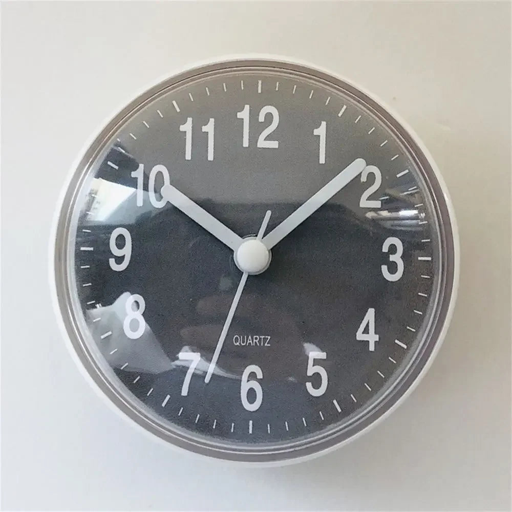 7cm Waterproof Anti-Fog Mini Suction Wall Clock – Quartz Round Shower Clock for Bathroom, Kitchen & Toilet Decor