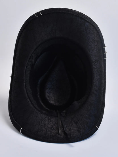 Faux Leather Vintage Western Cowboy Hat for Men – Gentleman Jazz Panama Cowgirl Sombrero Hat