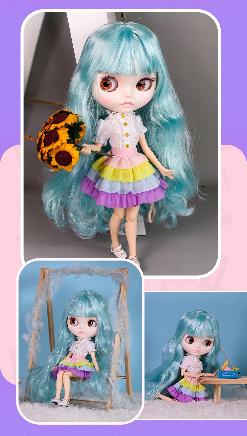 ICY DBS Blyth Doll – 1/6 Joint Body BJD Anime Doll, 30cm White Skin Matte Face Special Combo Toy